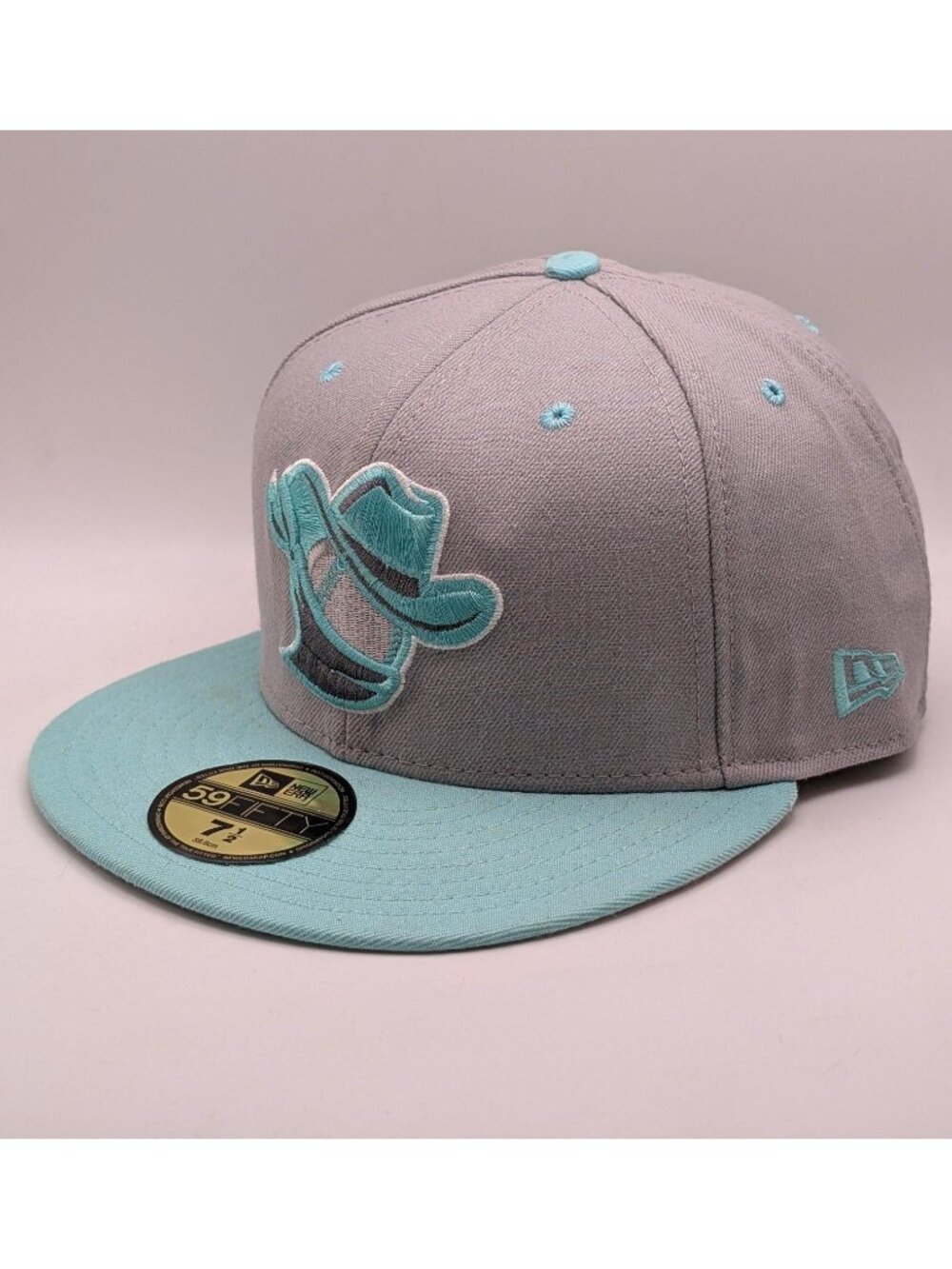 Quad Cities River Bandits Hat Cap Fitted 7 1/2 MiLB Baseball New Era Gray Blue